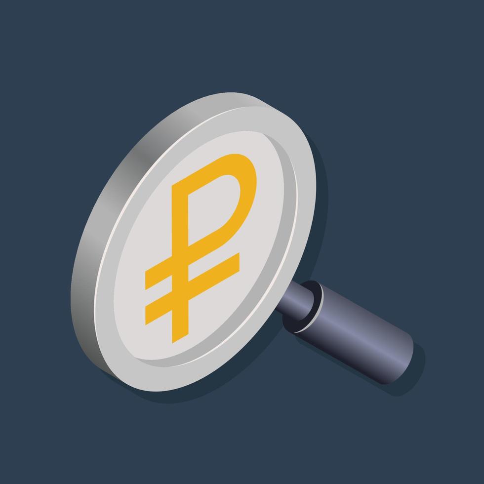 Search ruble - Isometric 3D illustration. vector