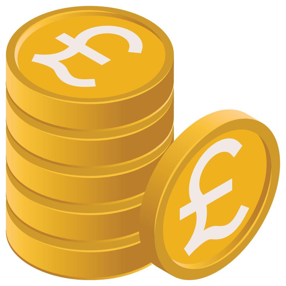 Pound coins - Isometric 3d illustration. vector