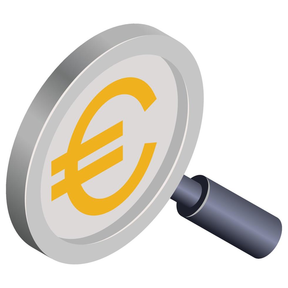Search euro - Isometric 3d illustration. vector