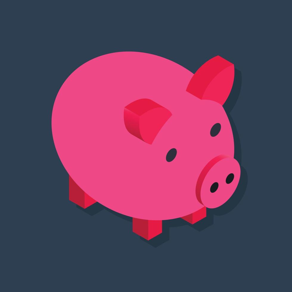 Piggy bank - Isometric 3D illustration. vector