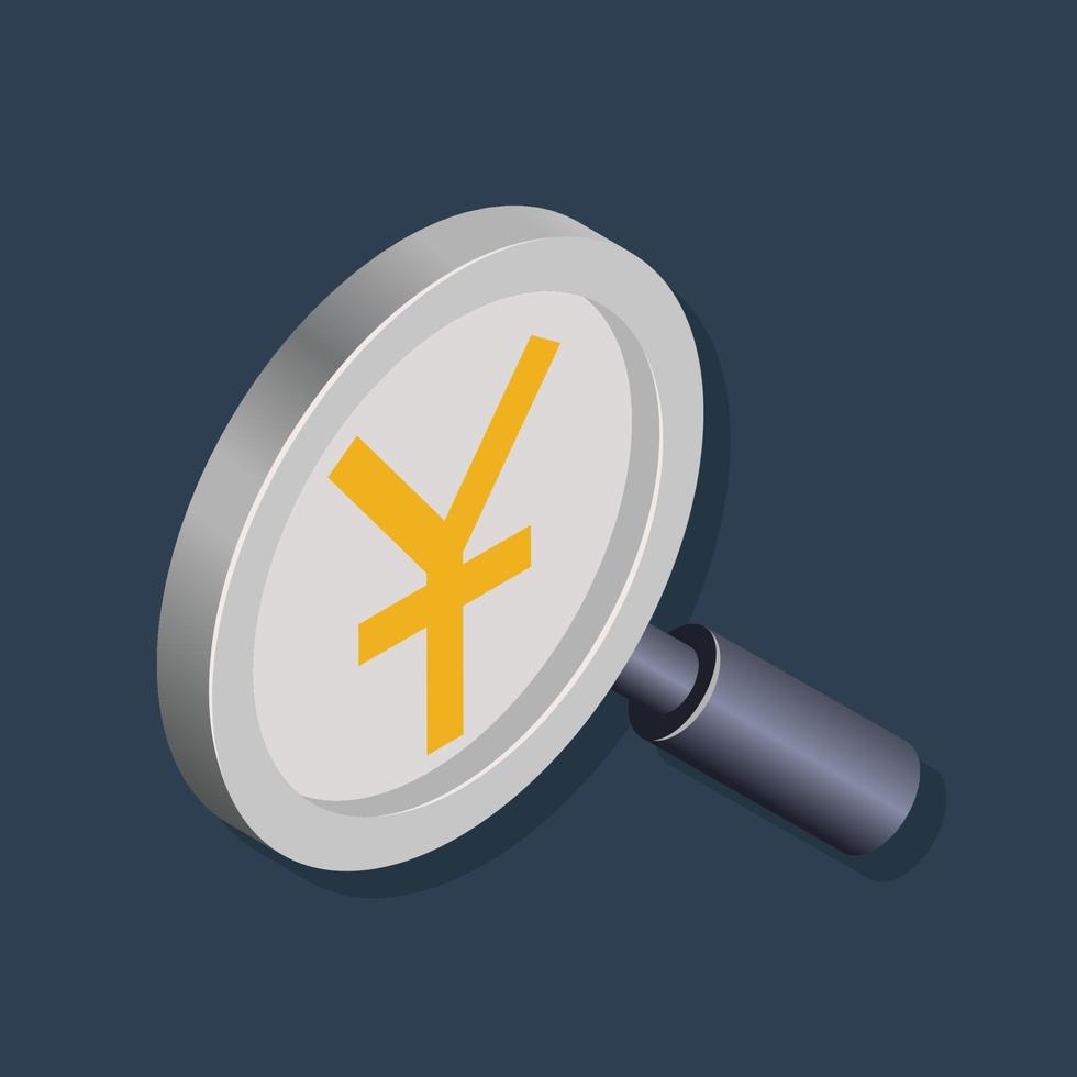 Search yuan - Isometric 3D illustration. vector
