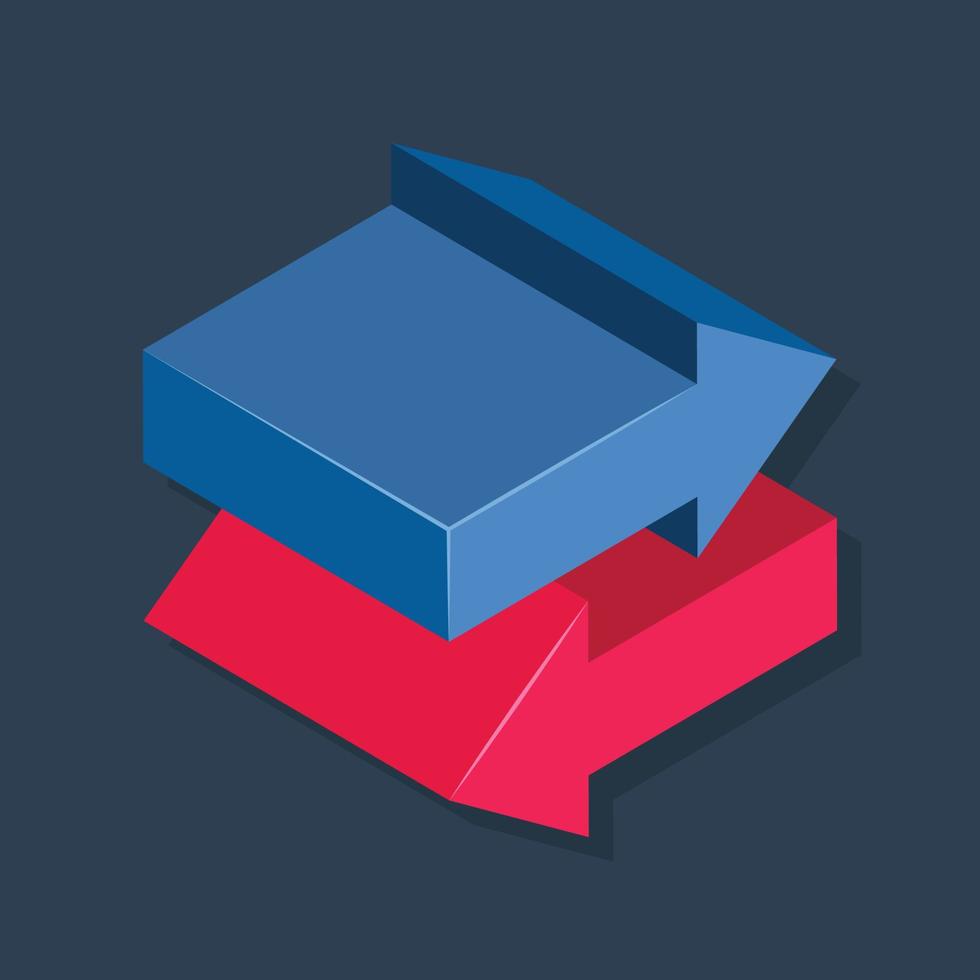 Transfer arrow - Isometric 3D illustration. vector