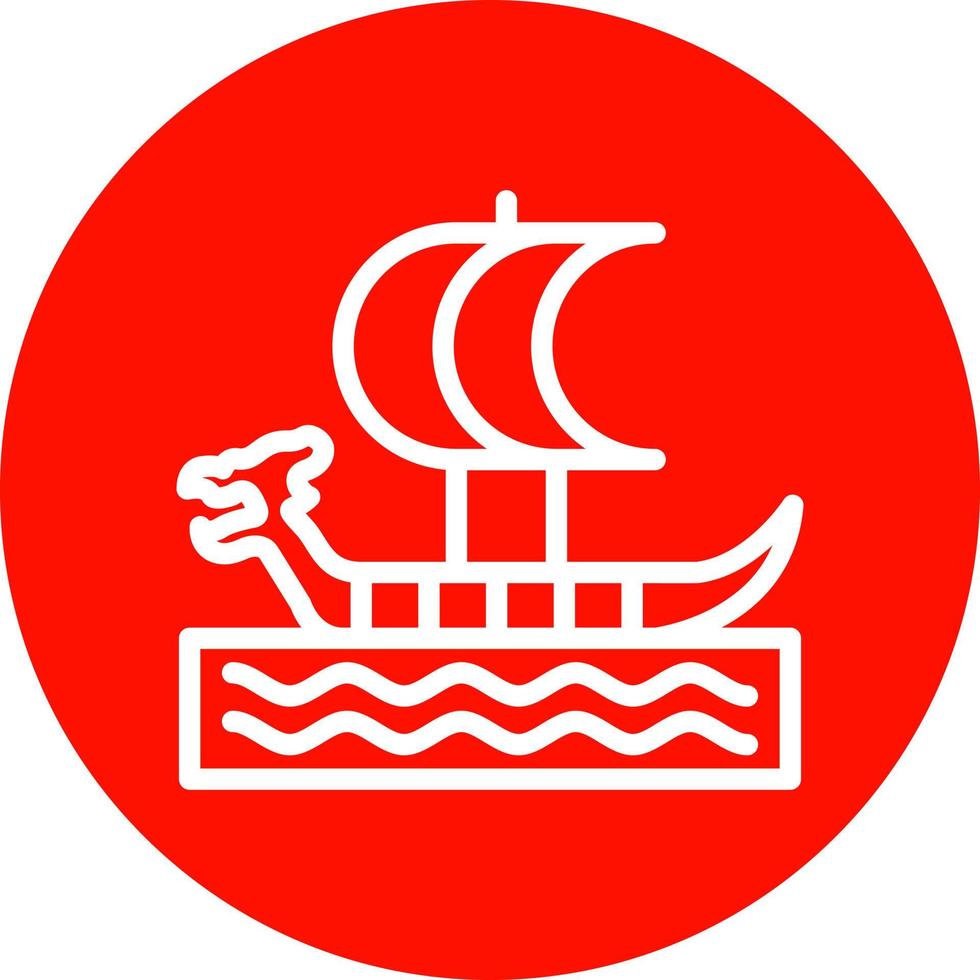 Viking Ship Vector Icon Design