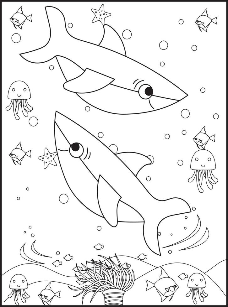Shark Coloring Pages for Kids vector