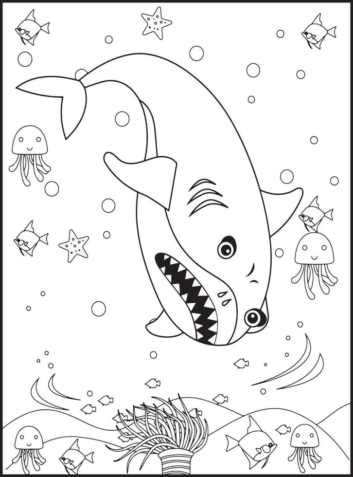 Shark Coloring Pages for Kids vector