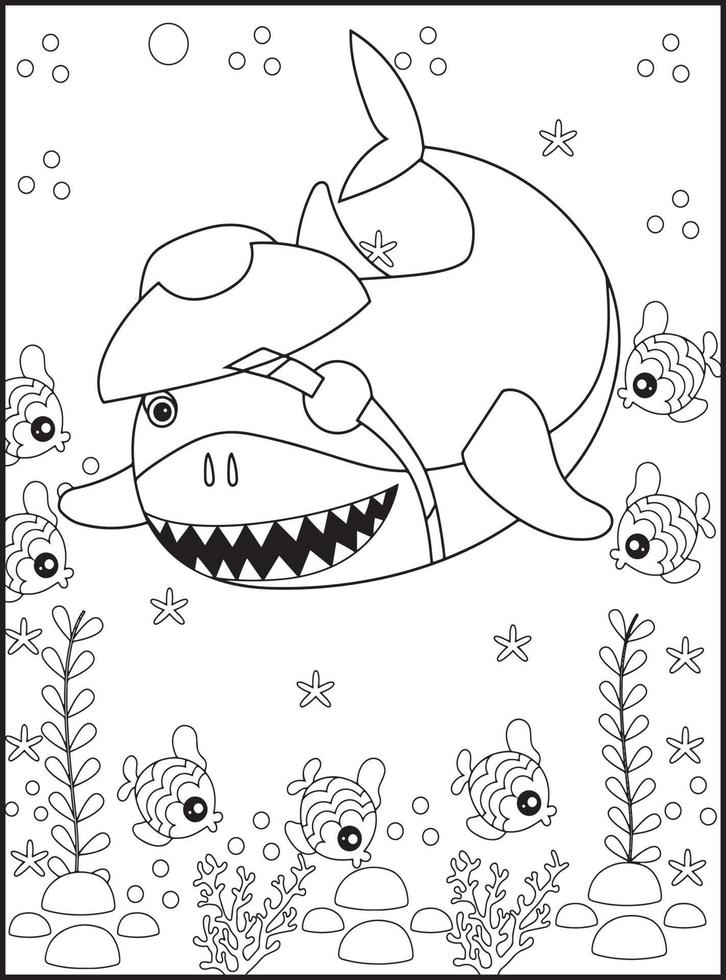 dibujos de tiburones para colorear para niños vector