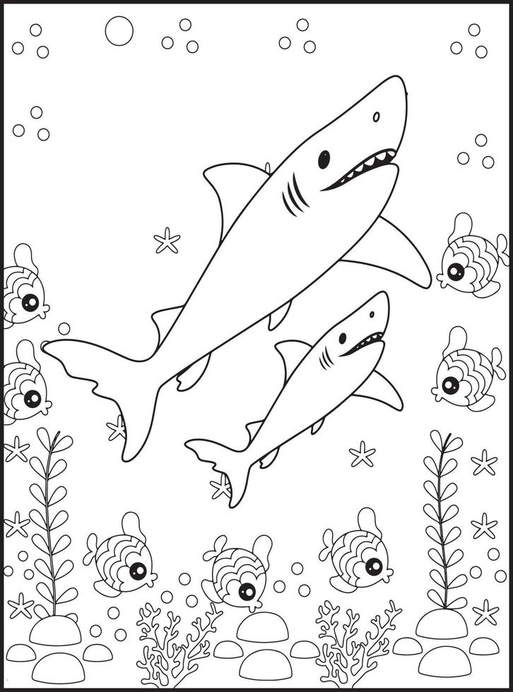 Shark Coloring Pages for Kids vector