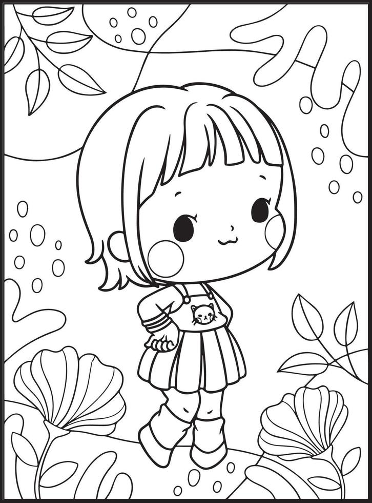 Cute Girls Coloring Pages for kids vector
