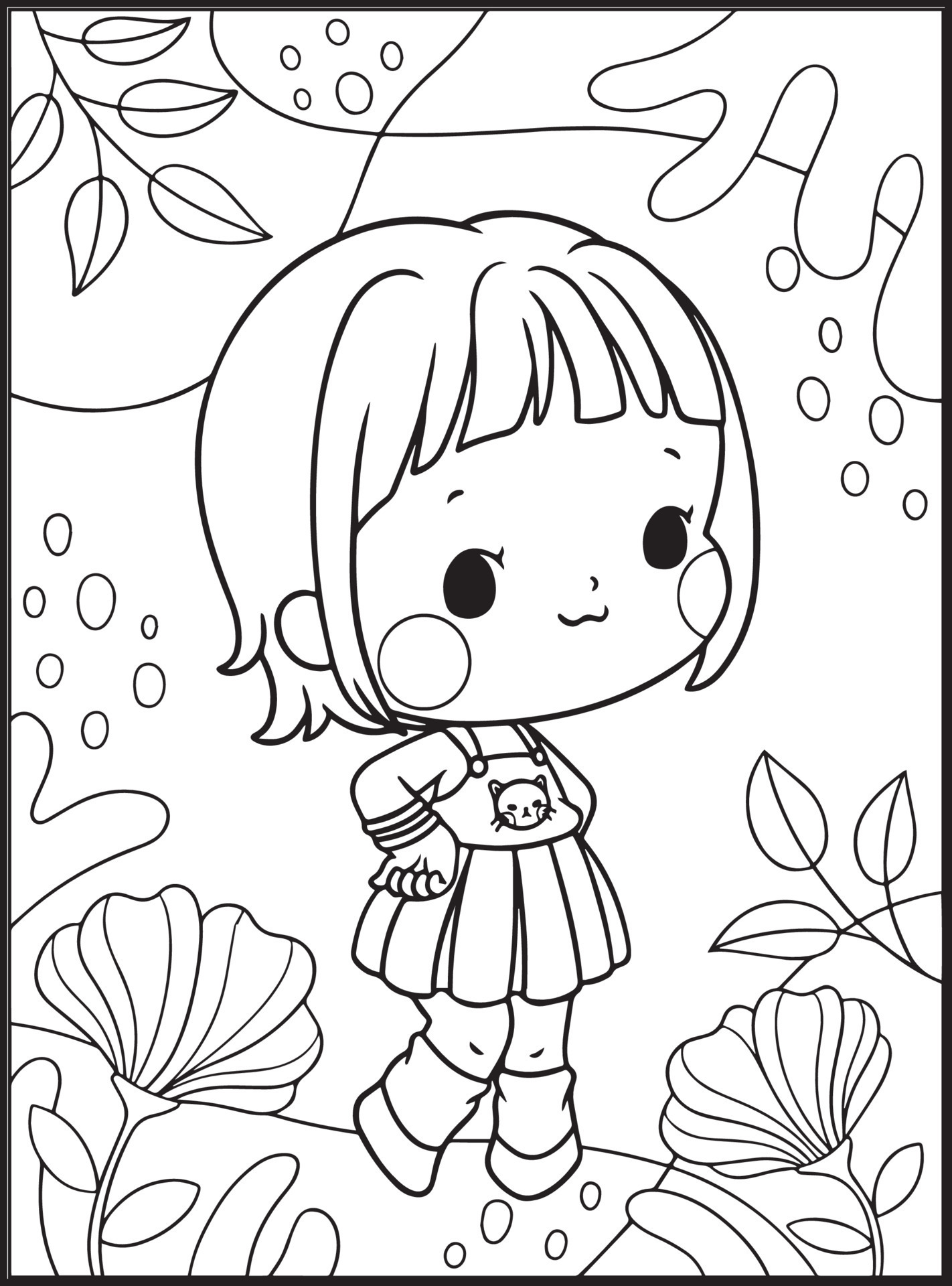 Cute Girls Coloring Pages for kids 17043489 Vector Art at Vecteezy