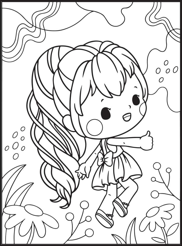 Cute Girls Coloring Pages for kids vector