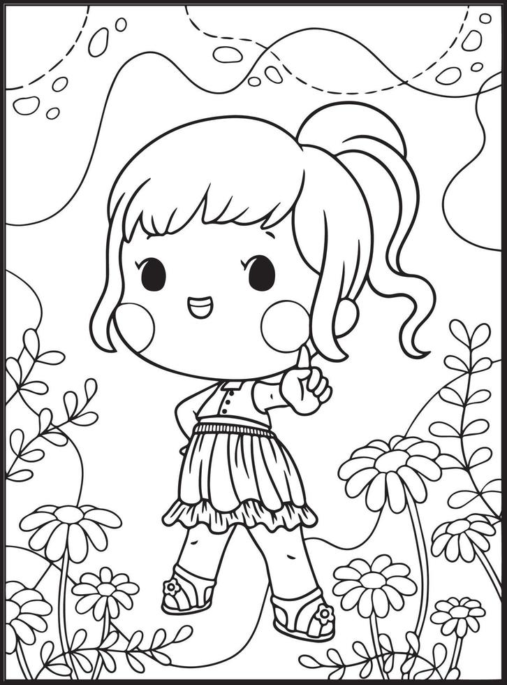 Cute Girls Coloring Pages for kids 17043476 Vector Art at Vecteezy