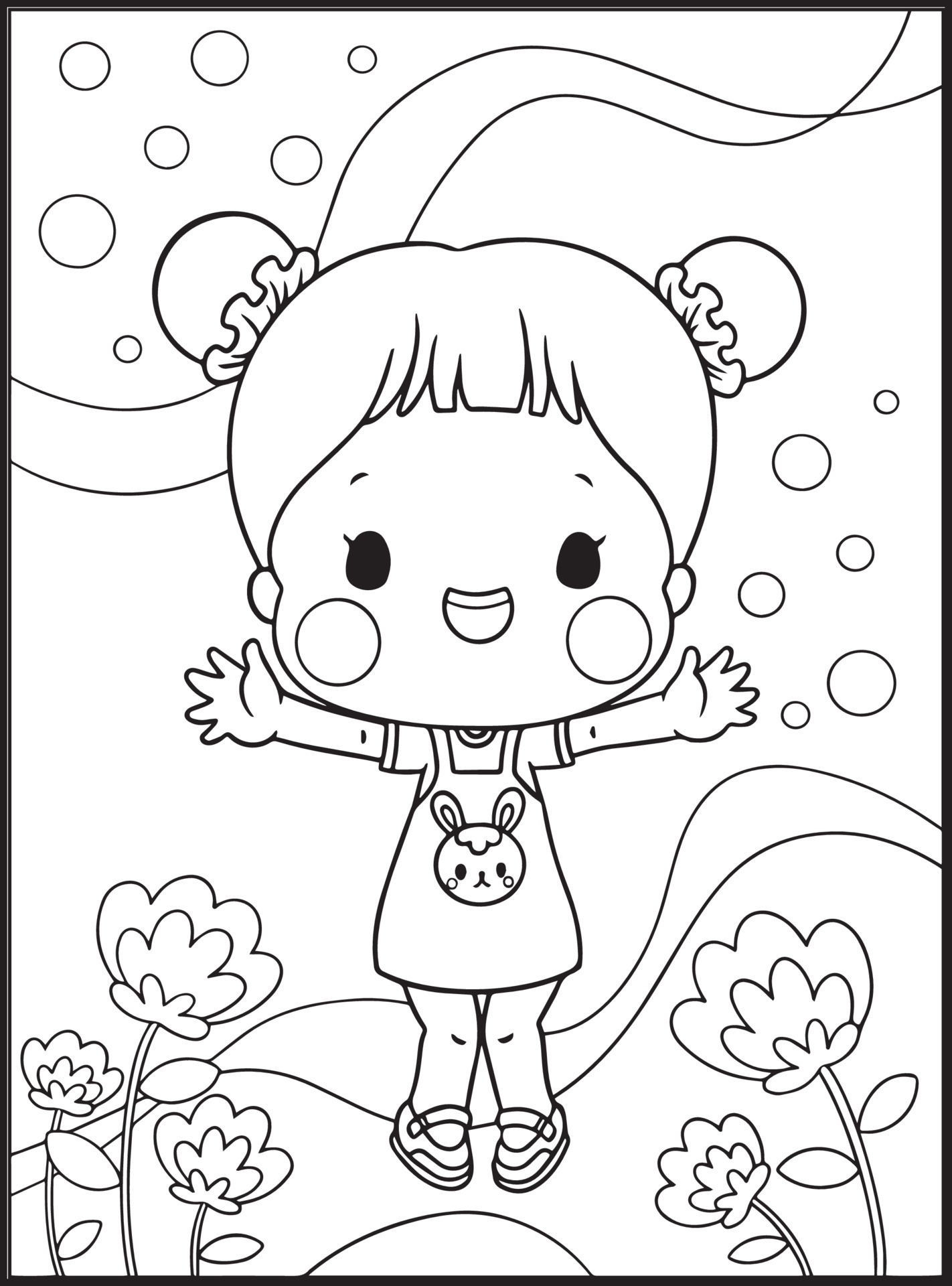 Cute Girls Coloring Pages for kids 17043476 Vector Art at Vecteezy