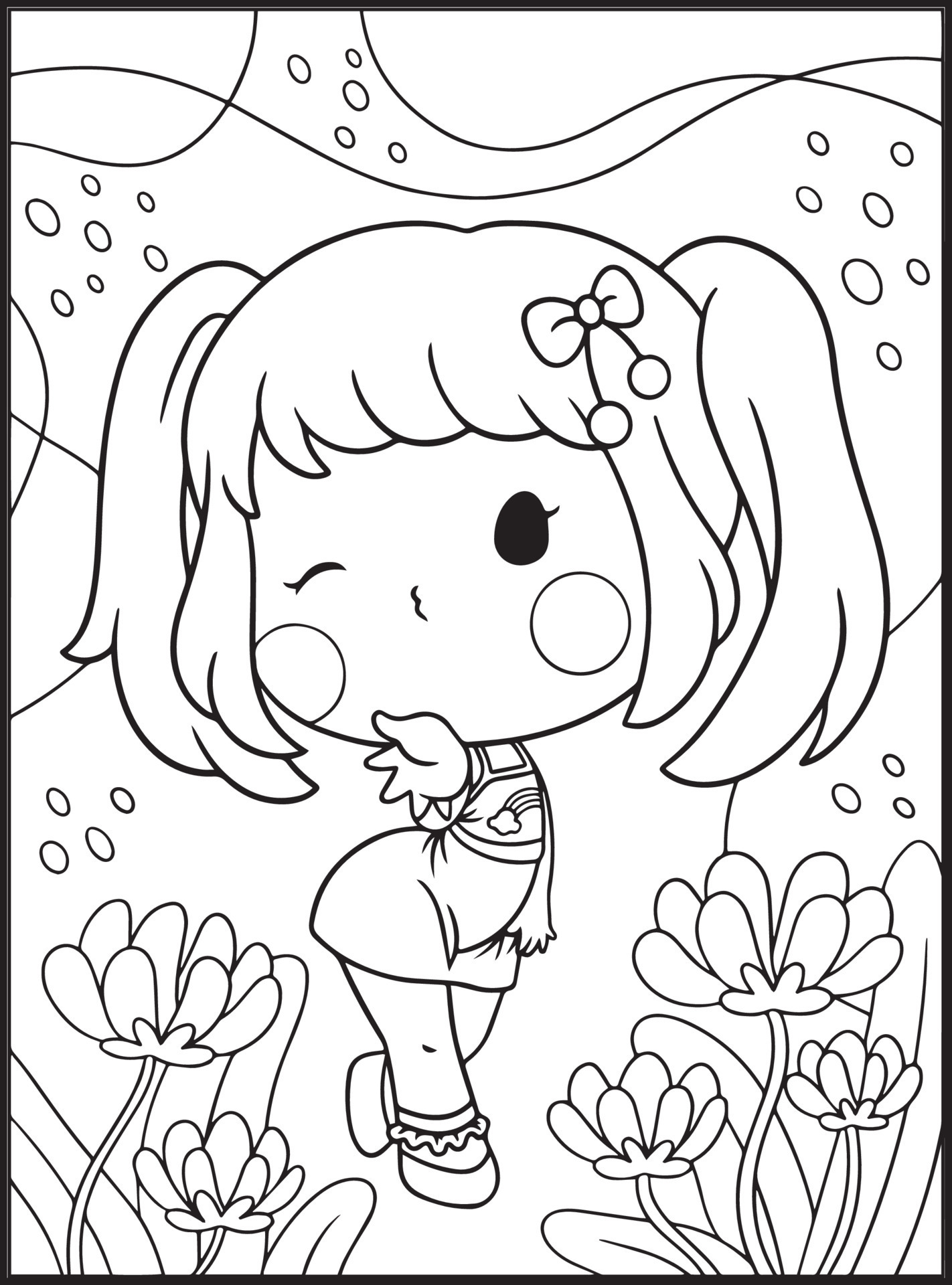 Cute Girls Coloring Pages for kids 17043481 Vector Art at Vecteezy