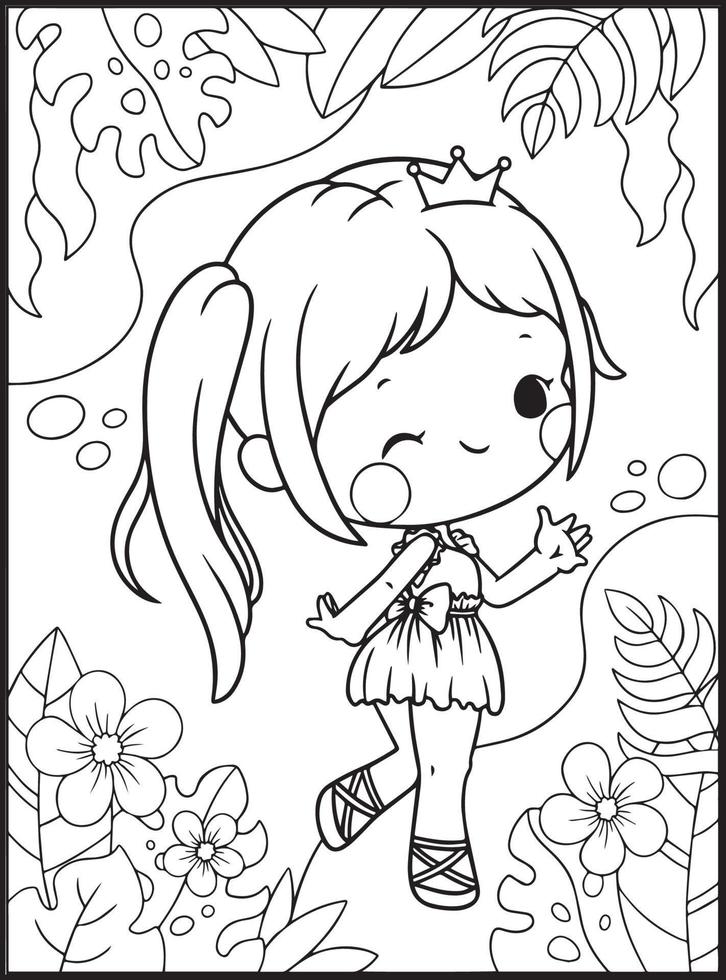 Cute Girls Coloring Pages for kids 17043489 Vector Art at Vecteezy