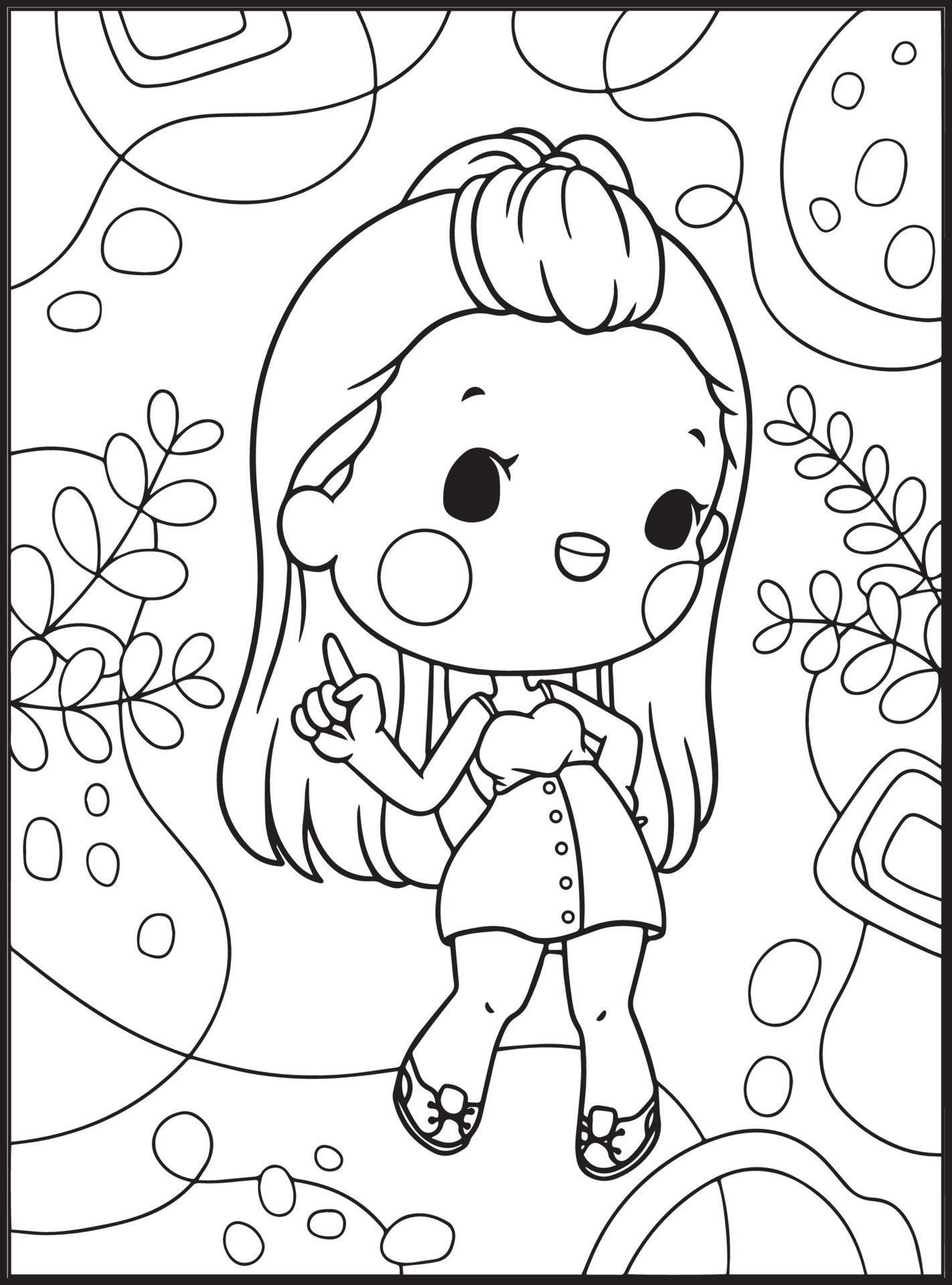 Cute Girls Coloring Pages for kids 17043489 Vector Art at Vecteezy