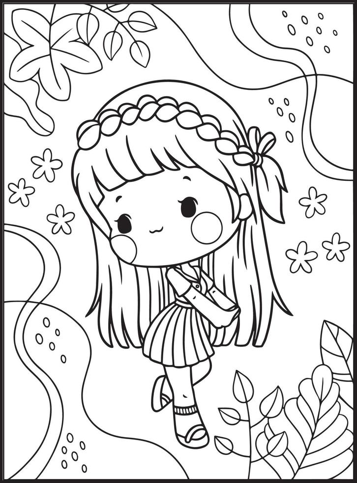 Cute Girls Coloring Pages for kids 17043476 Vector Art at Vecteezy