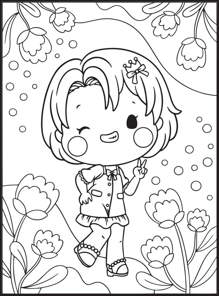 Cute Girls Coloring Pages for kids 17043476 Vector Art at Vecteezy
