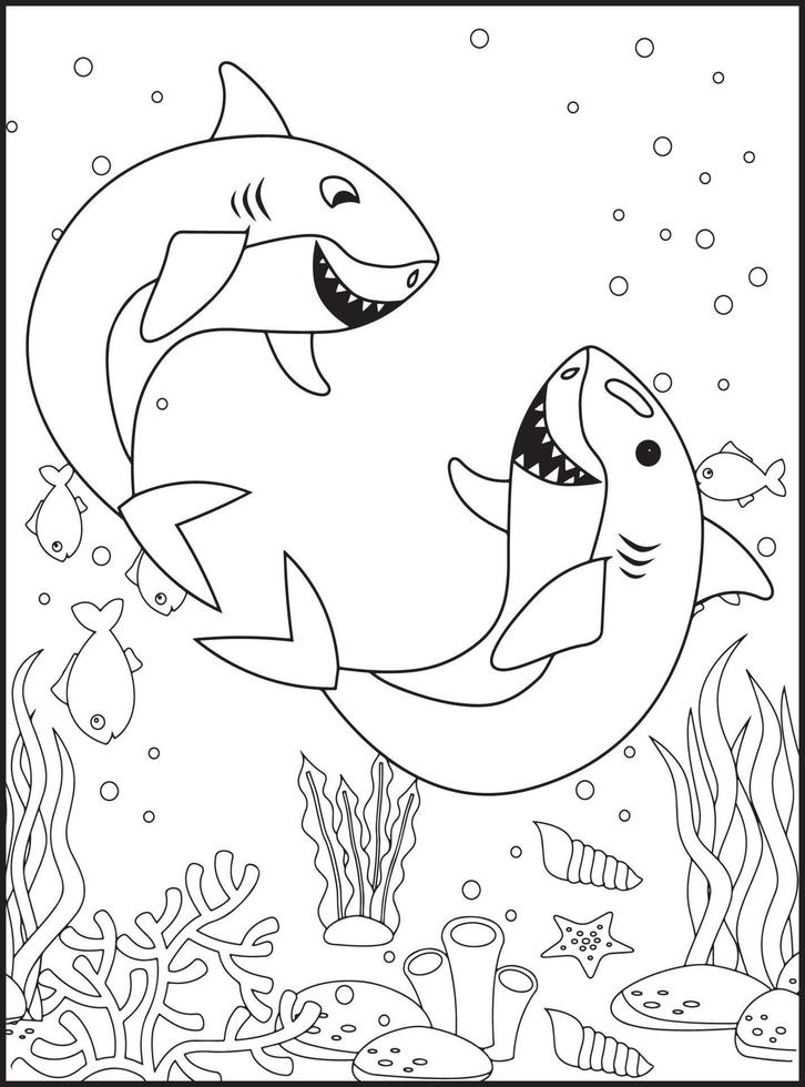 dibujos de tiburones para colorear para niños 17043540 Vector en Vecteezy