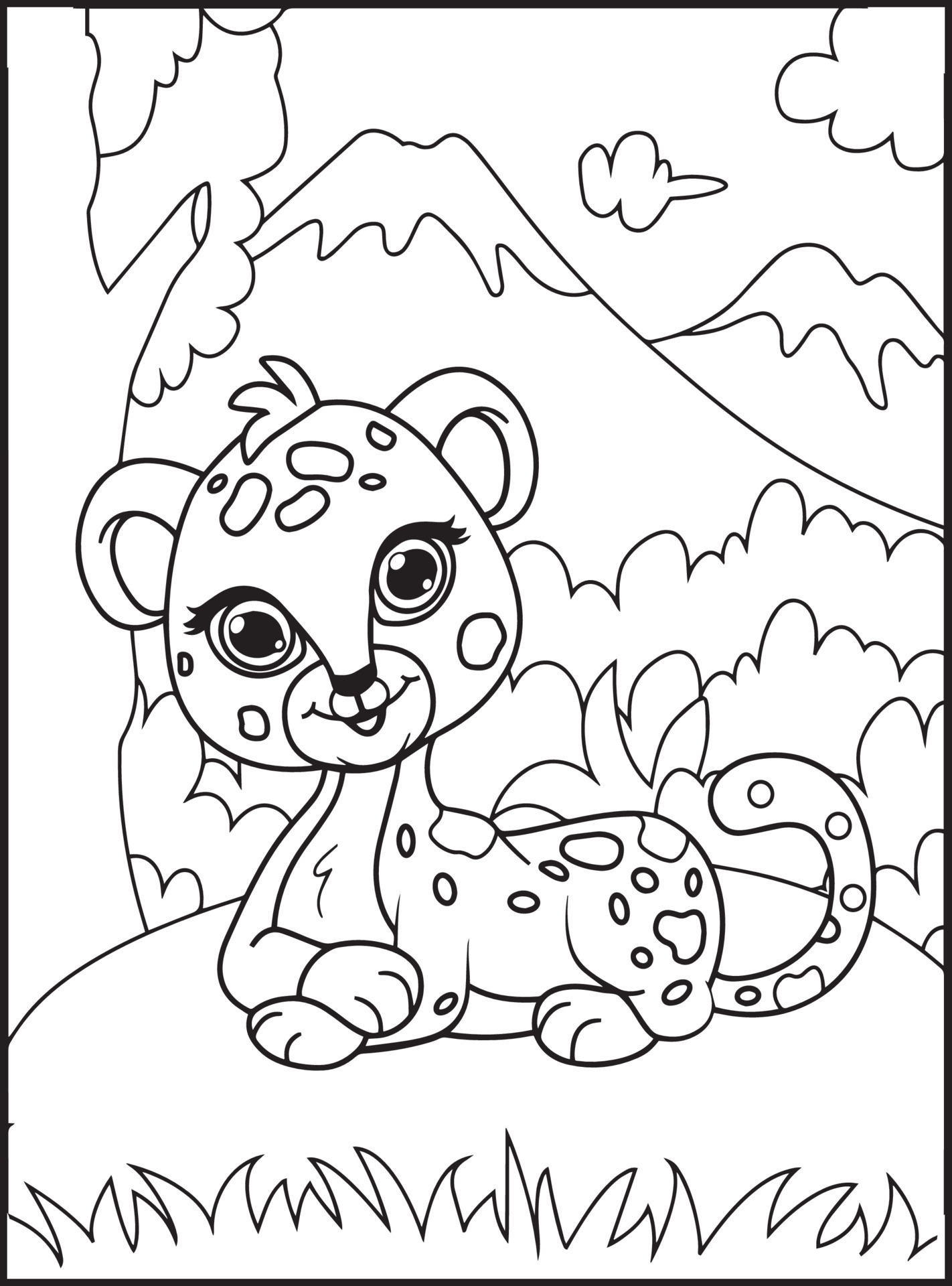 Wild Animal Coloring Pages for Kids 17043542 Vector Art at Vecteezy