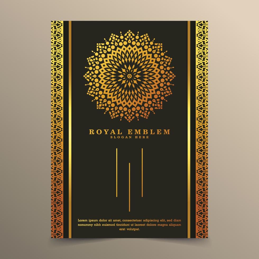 Elegant gold mandala greeting card with ornament pattern design vector