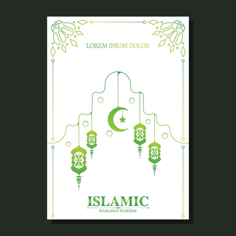 elegant green ramadan islamic ornament cover vector