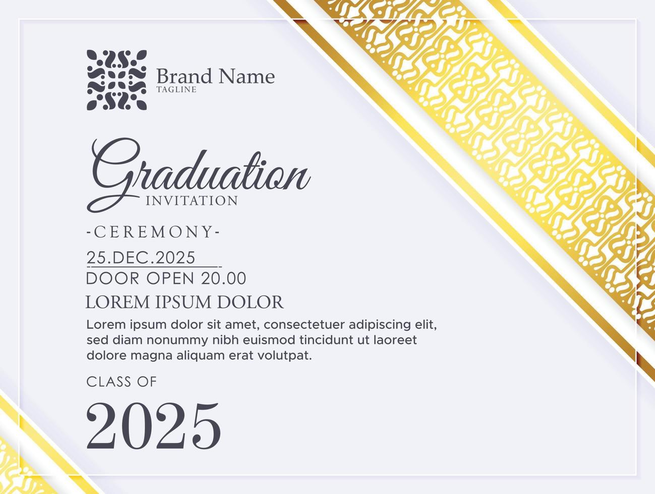 elegante plantilla de invitación de graduación con adorno vector