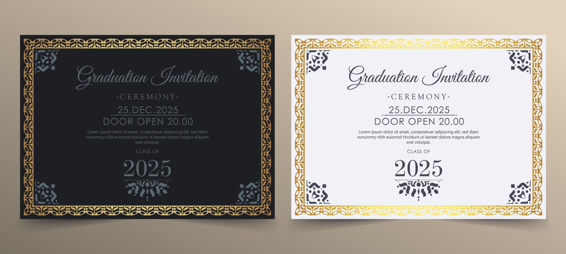 Elegant graduation invitation template with ornament vector