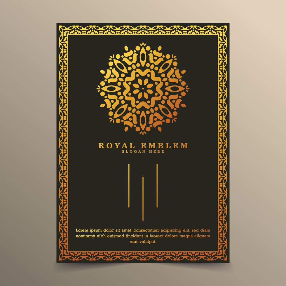 Elegant gold mandala greeting card with ornament pattern design vector