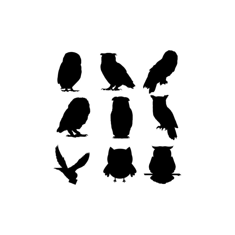 animal owl standing illustration set design vector