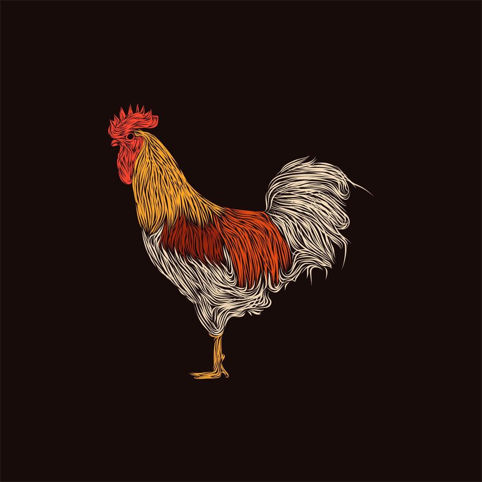 diseño de ilustración de estilo de ilustraciones de gallo animal vector