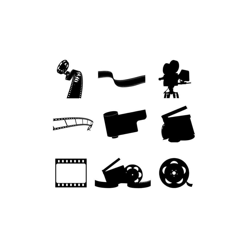 film production illustration set silhouette design vector