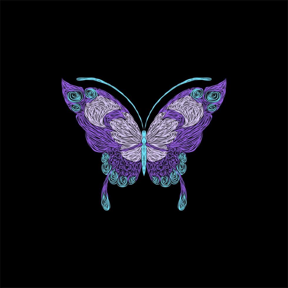 diseño de ilustración de estilo de arte de mariposa voladora vector