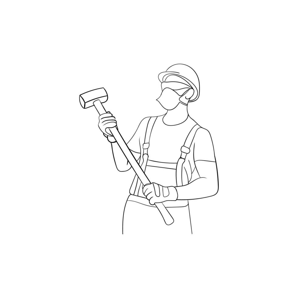 human working line art design vector