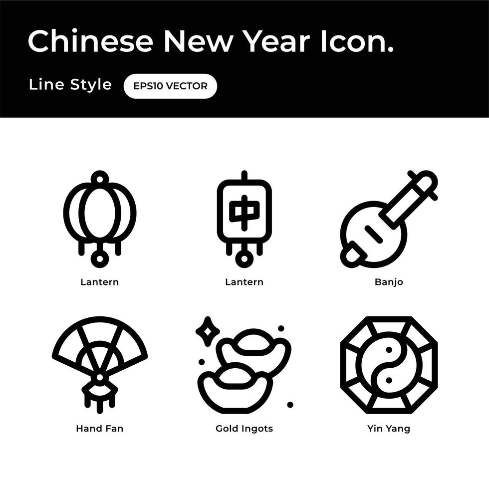 iconos de año nuevo chino vector