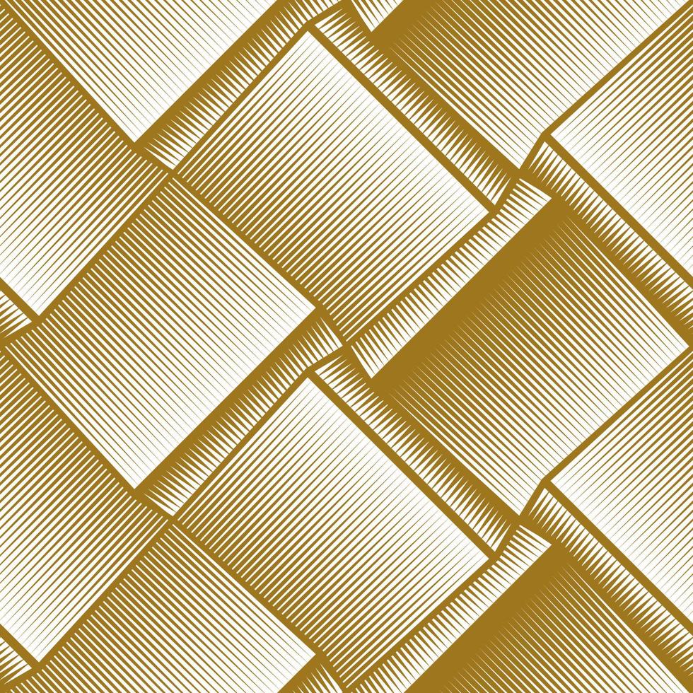 Golden geometric seamless pattern for wallpapers, textile, fabric, wrapping paper, backgrounds. Graphic effect of volume. Illustration in the engraving style. Vector template.