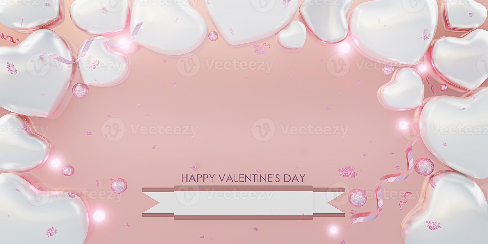 valentine background in soft tones with label sweet heart 3d illustration photo