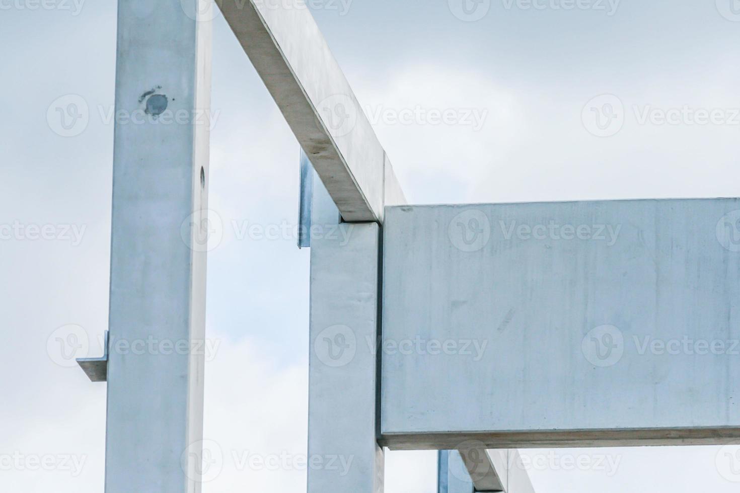 Precast concrete elements during installation on construction site photo