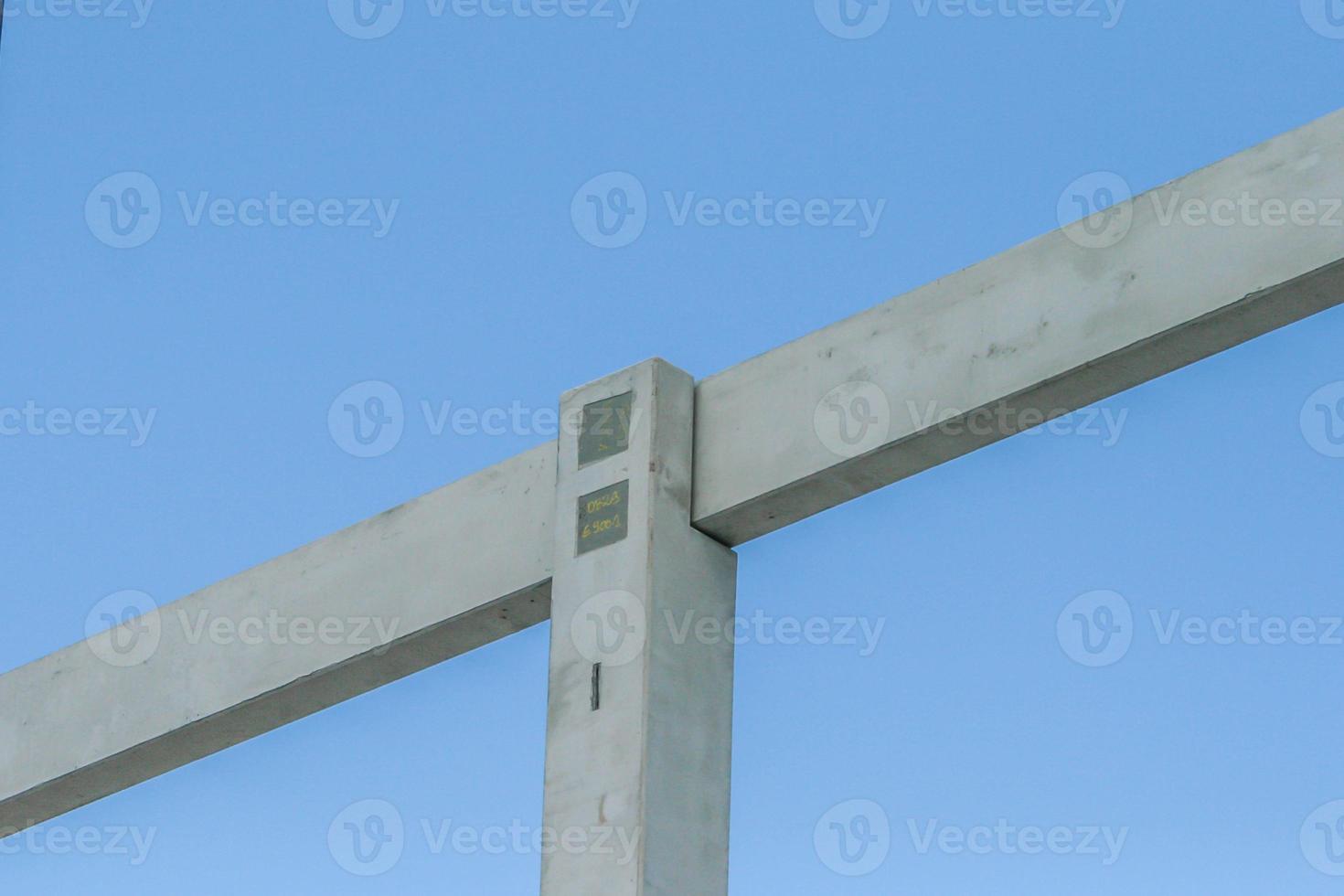 Precast concrete elements during installation on construction site photo