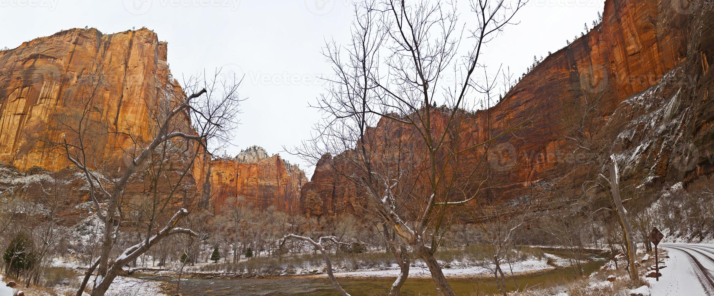 Panorama from Zion National Park in winter photo