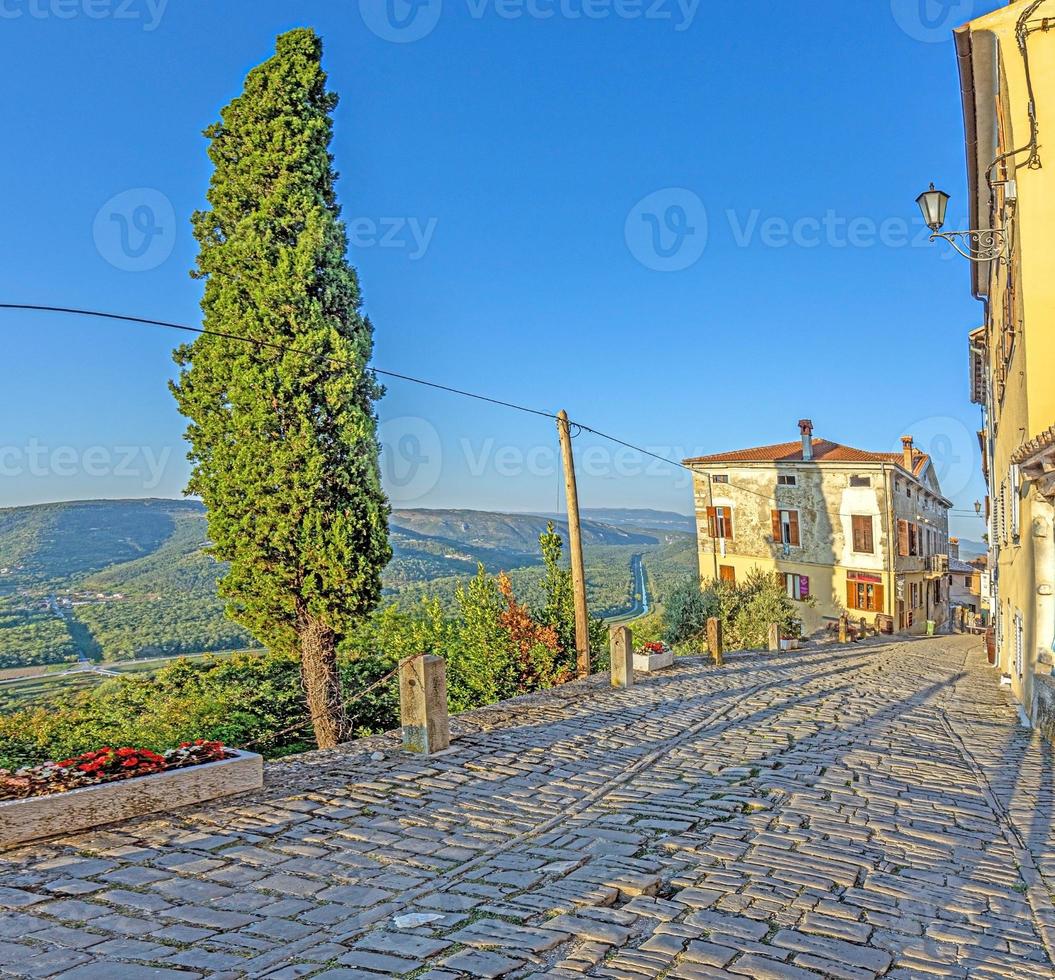 Picture of the romantic cobblestone access road to the historic center of the Croatian town of Motovun photo