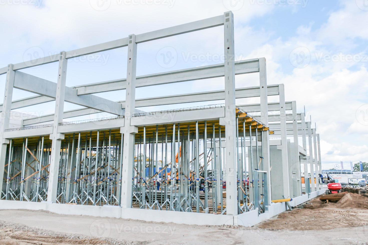 Construction site with precast concrete elements photo