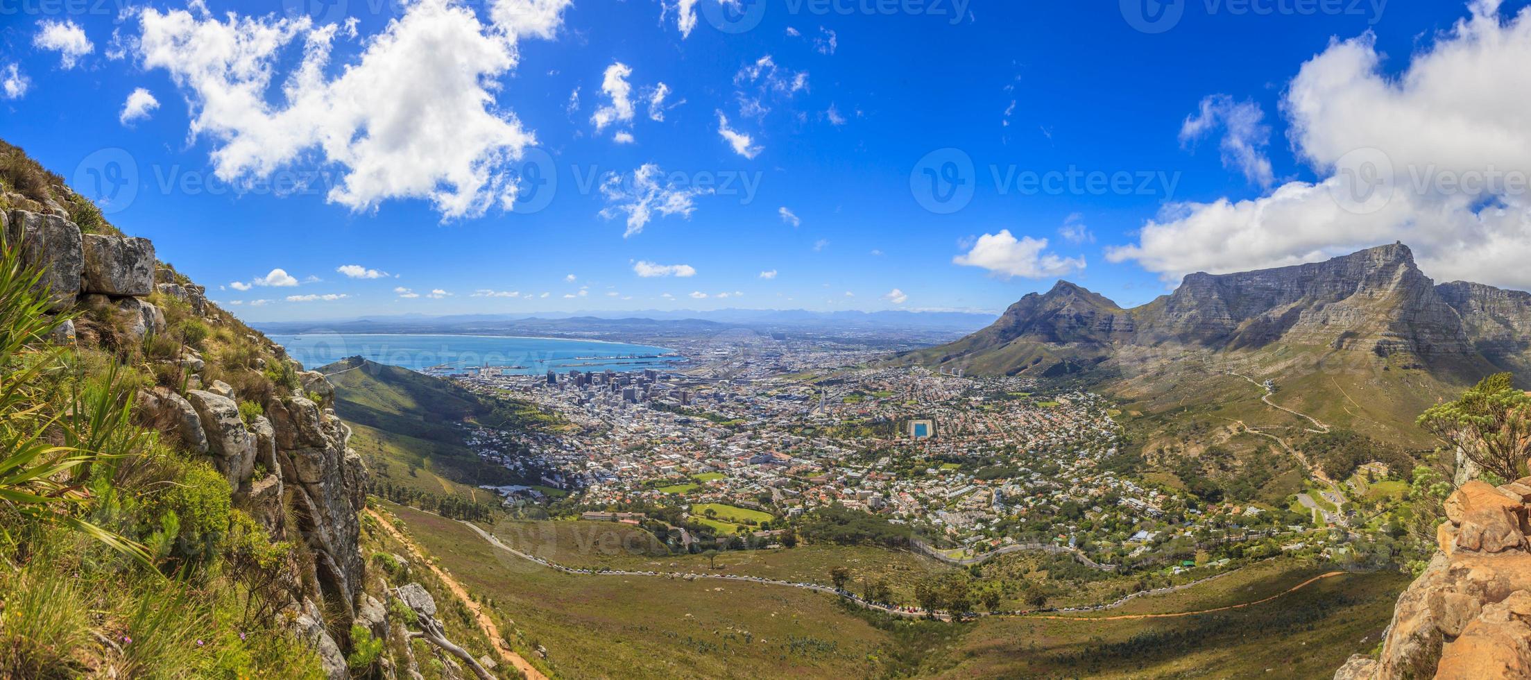 Cape Town and Table Mountain from above from Lions Head photo