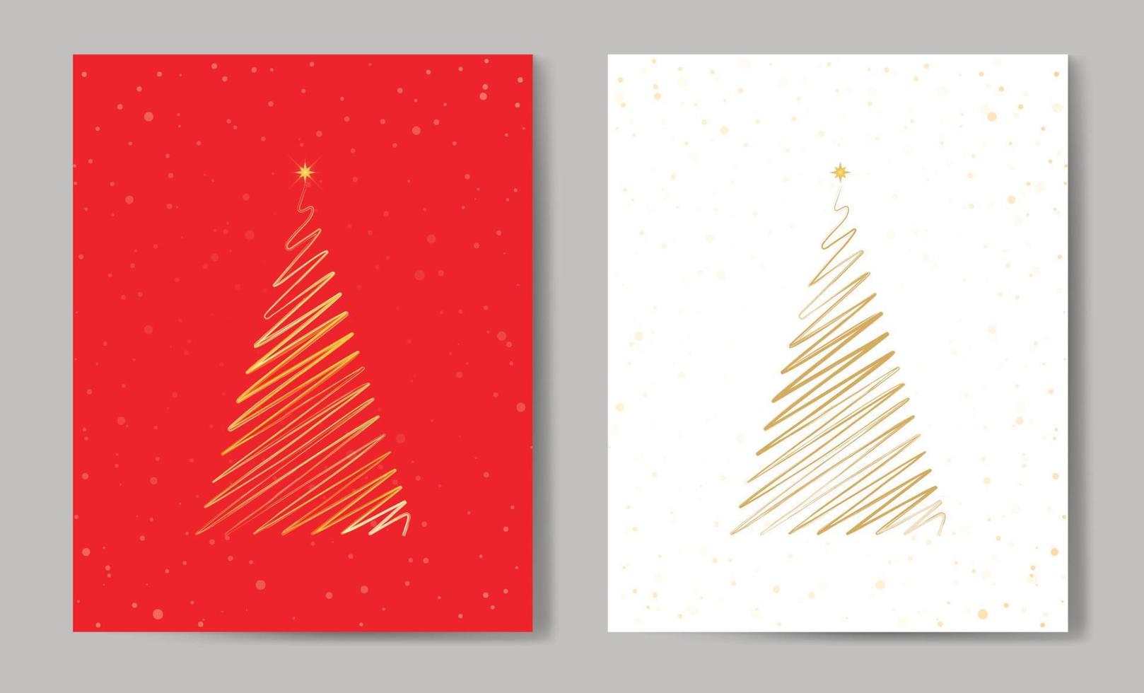 Merry Christmas tree outline greeting card golden vector illustration design background. Greeting card. Xmas tree.