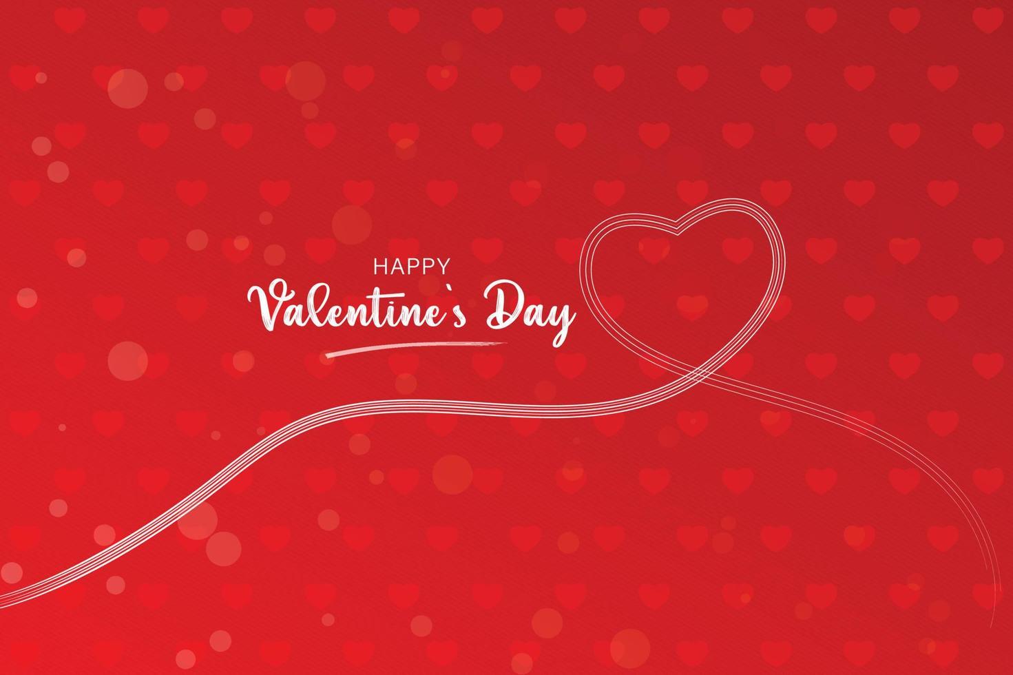 Happy Valentine's Day lettering with beautiful hearts red background, vector illustration minimal design