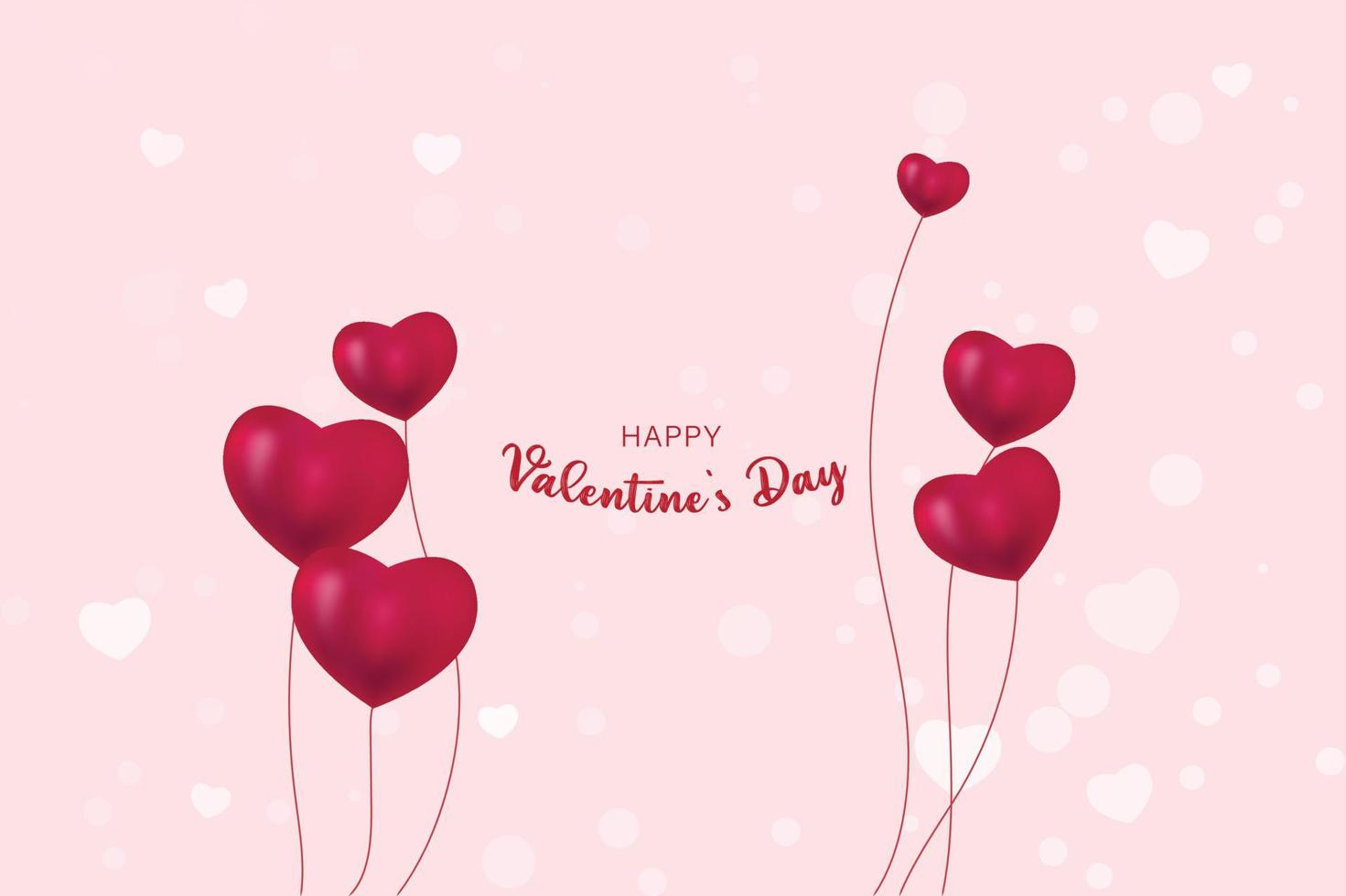 Happy Valentine's Day lettering with beautiful hearts background, vector illustration design