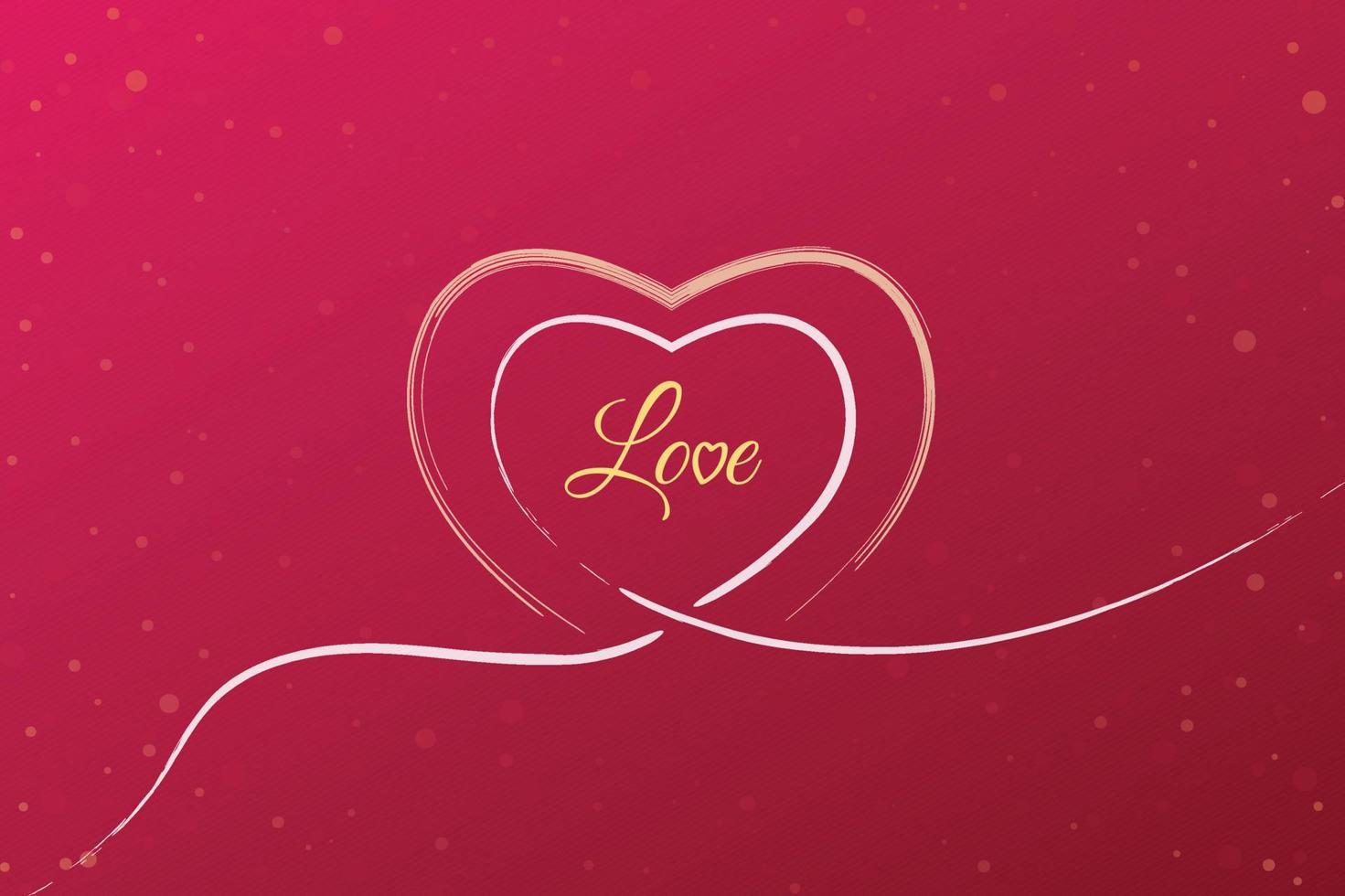 palabra de amor letras dibujadas a mano y caligrafía con corazones de línea sobre fondo rosa, diseño minimalista de ilustración vectorial vector