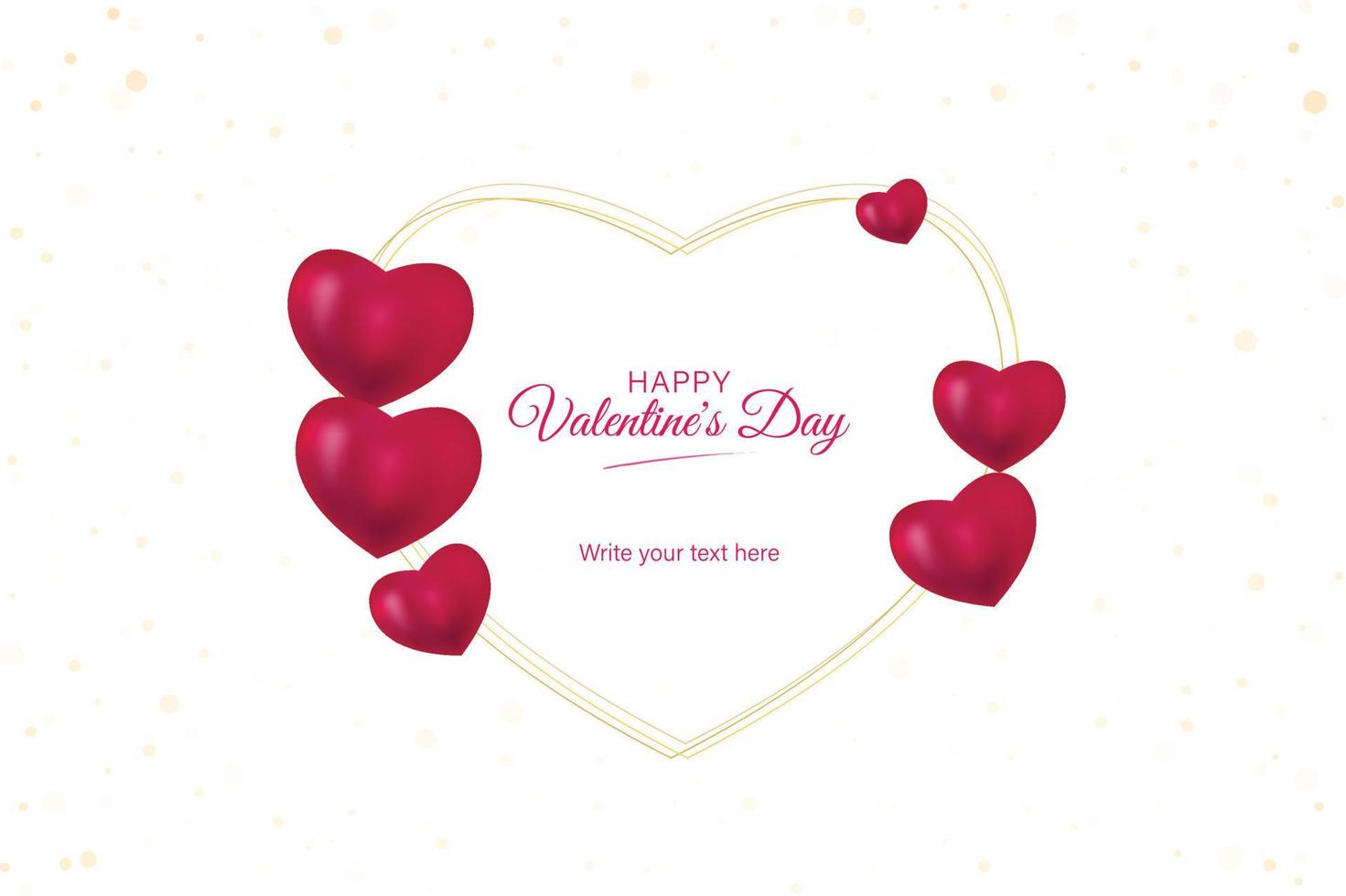 marco de amor con letras de feliz día de san valentín con corazones 3d sobre fondo blanco, diseño de ilustración vectorial vector