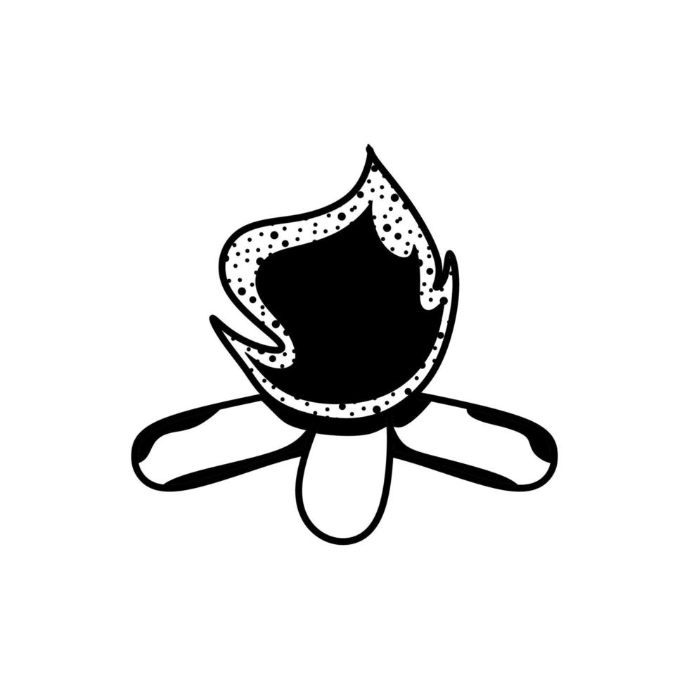 black and white bonfire illustration in flat design vector