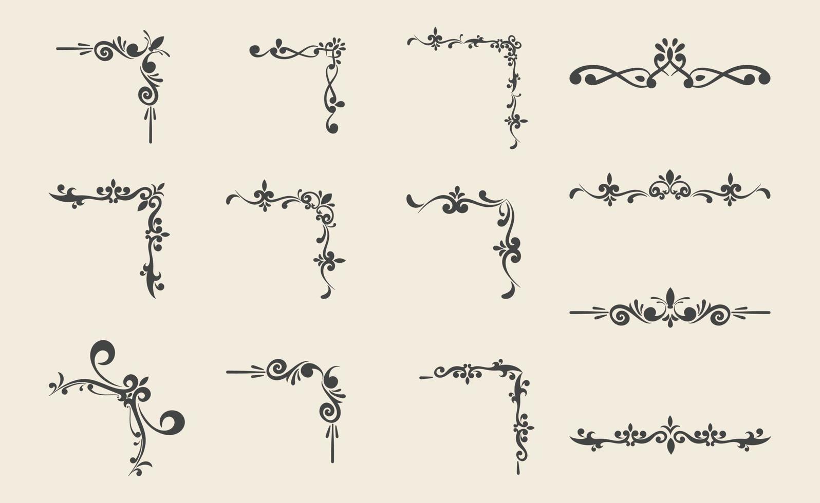 set of vintage corner frames, ornamen border vector