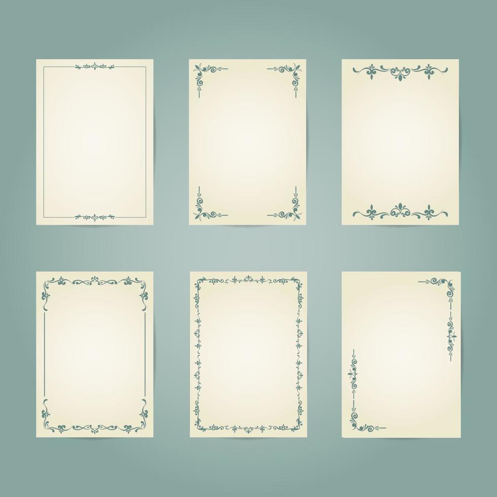 Vintage ornamental decorative frames set vector